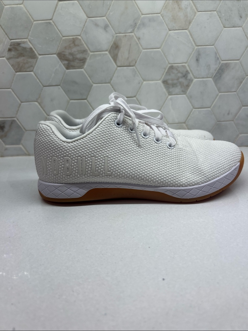 NOBULL White Knit Training weightlifting Shoes with Gum Outsole Size 8 - Picture 3 of 8